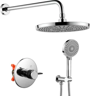 Inbouwdouchekraan met thermostaat - 25 cm - rond - chroom