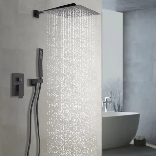 Inbouwdoucheset 30 cm Zwart