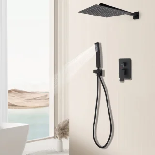 Inbouwdoucheset 30 cm Zwart