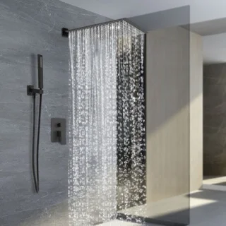 Inbouwdoucheset met regendouche en handdouche, zwart
