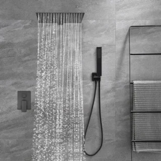 Inbouwdoucheset met regendouche en handdouche – zwart