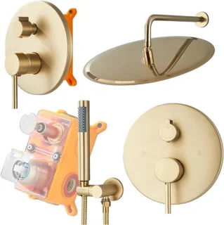 Inbouwdoucheset regendouche 40 cm goud