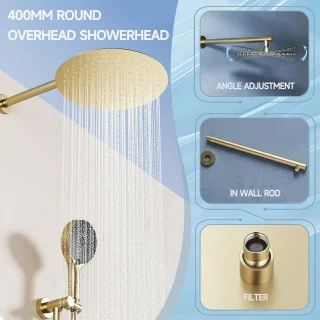 Inbouwdouchesysteem regendouchekop 40x40 cm geborsteld goud