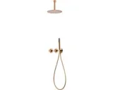 Inbouwdouchezuil thermostatisch doucheset regendouche goudkleurig geborsteld