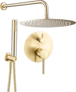 Inbouwdouchset rond geborsteld goud
