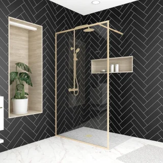 Inloopdouche 200x90 cm - Douchewand Gouden Frame