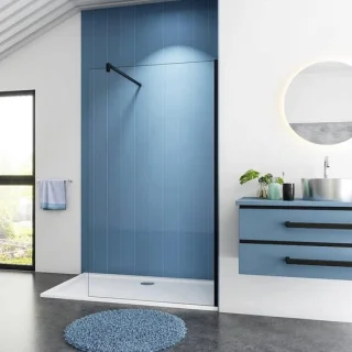 Inloopdouche douchewand 140x200 cm mat zwart