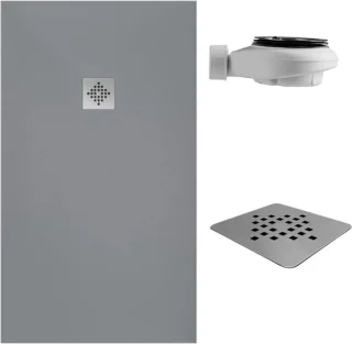 Inloopdouchebak plat hars 170x75 cm RAL 7040 grijs