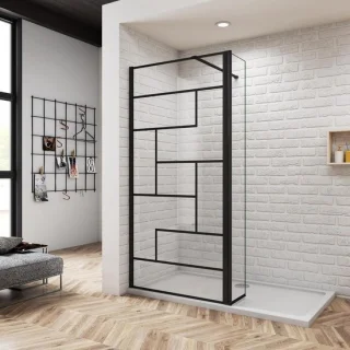 Inloopdouchewand 90x200 cm mat zwart