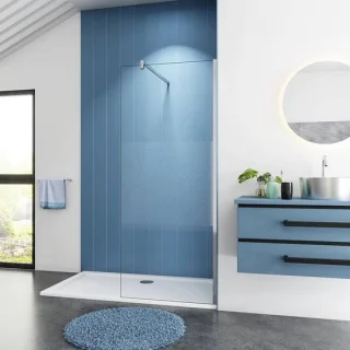 Inloopdouchewand semi gesatineerd glas 120x200 cm chroom