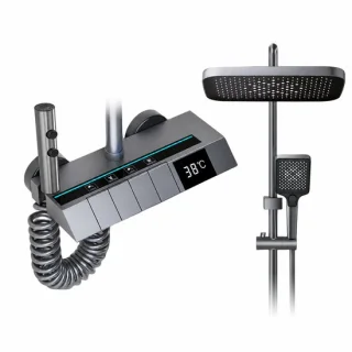 Innovastore douchesysteem met digitale display, regendouche en handdouche, grijs