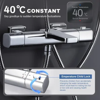 iVIGA Thermostaat Douchesysteem - Vierkante Overheaddouche