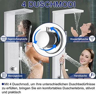 JNGLGO Stainless Steel Shower Panel - Shower Column Set (White)