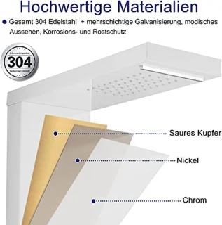 JNGLGO Stainless Steel Shower Panel - Shower Column Set (White)