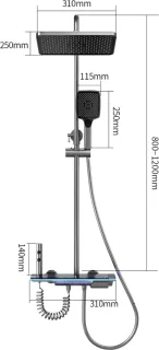 J&R Design Douchekraan Doucheset Thermostatisch Zwart