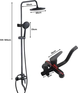 Kaëru Rain Shower Set Matt Black
