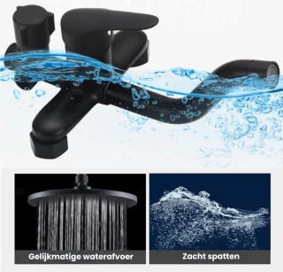 Kaëru Rain Shower Set Matt Black