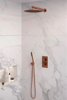 Koperen Regendouche Set 26 cm met Thermostaat en Handdouche