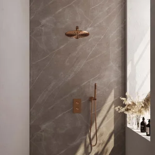 Koperen Regendouche Set 26 cm met Thermostaat en Handdouche