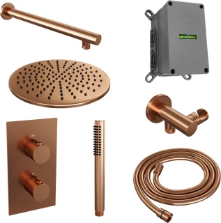 Koperen Regendouche Set 26 cm met Thermostaat en Handdouche