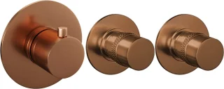 Koperen thermostatische inbouwset met regendouche en handdouche