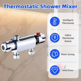KZQ thermostatische douchemengkraan voor wandmontage - zilver