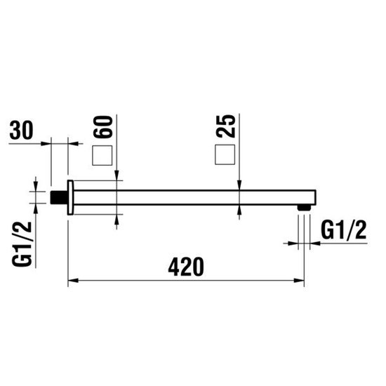 Laufen douche wandarm 420mm vierkant rozet 1/2" HF546026100000 review