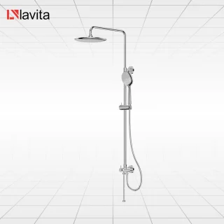 LAVITA Glijstang Douche ORION met Handdouche en Regendouche Chroom