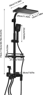 LCD Douche Systeem Thermostaat Zwart 73-116 cm