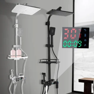 LCD Douche Systeem Thermostaat Zwart 73-116 cm