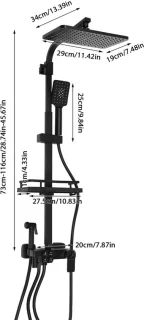 LCD Douche Systeem Thermostaat Zwart 73-116 cm