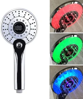 Led Douchekop - Regendouche Handdouche - Ontspannen Douchen - Digitale Temperatuurweergave - Groot formaat - Chroom