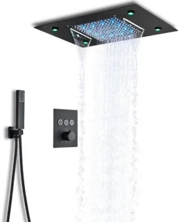 LED thermostatische regendouche matte zwart