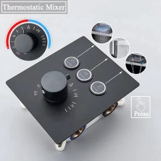 LED thermostatische regendouche plafondmontage mat zwart