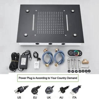 LED thermostatische regendouche plafondmontage mat zwart