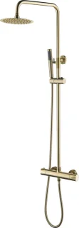 Leoni Rimbo Thermostatische Regendoucheset 20cm RVS Geborsteld Goud