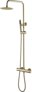 Leoni Rimbo Thermostatische Regendoucheset 20cm RVS Geborsteld Goud