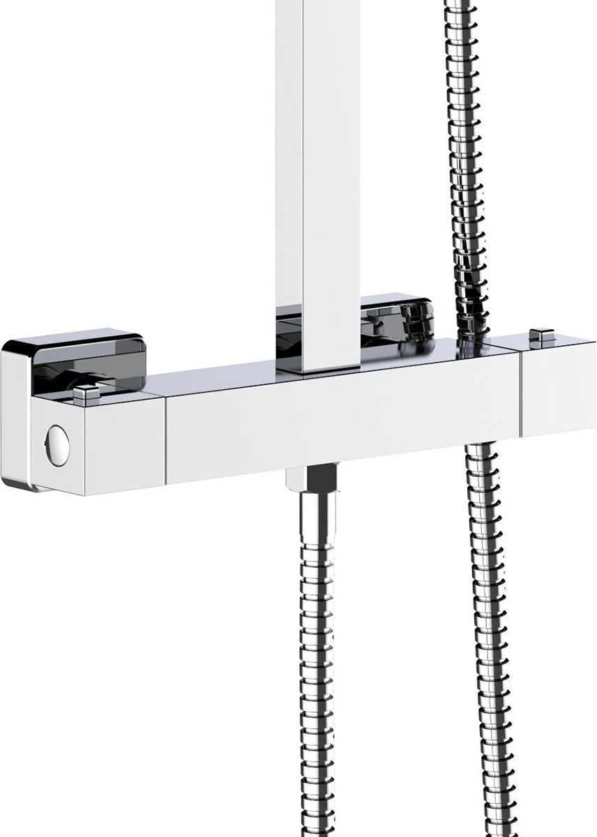 Leoni Rimbo Thermostatische Regendoucheset 22cm Vierkant RVS Chroom