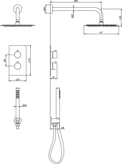 Leoni Thermostatische Inbouw Regendoucheset