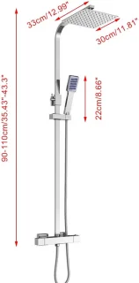 Leonova® Regendoucheset 30x30cm RVS/Messing Thermostaatkraan