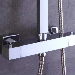 Leonova® Regendoucheset 30x30cm RVS/Messing Thermostaatkraan