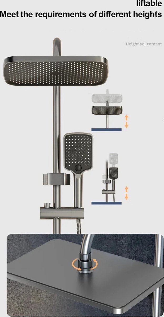 Leonova® Regendoucheset Thermostaat RVS Grijs