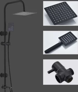 Livista Douche Set Regendouche & Handdouche Zwart Vierkant