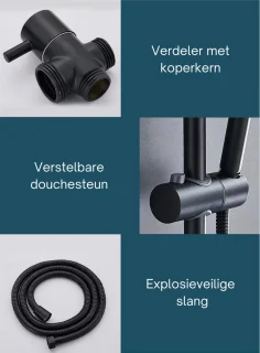 Livista Douche Set Regendouche & Handdouche Zwart Vierkant