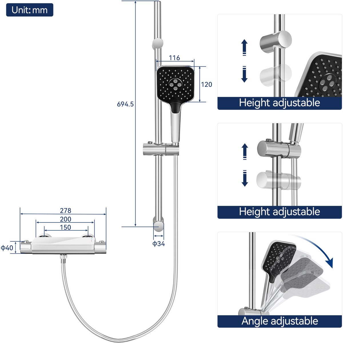 Wat vinden we goed aan de Lonheo Max Doucheset Thermostatisch Chroom