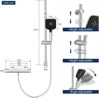 Lonheo Max Doucheset Thermostatisch Chroom