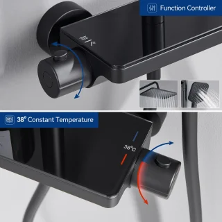 Lonheo Max Regendouche met Thermostaatkraan Zwart