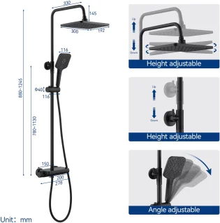 Lonheo Max Regendouche met Thermostaatkraan Zwart