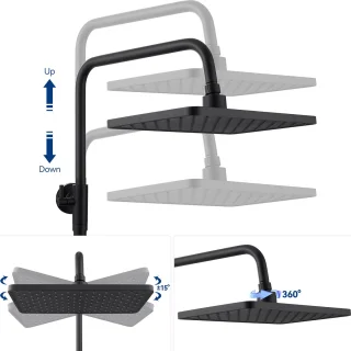 Lonheo Max Regendouche met Thermostaatkraan Zwart