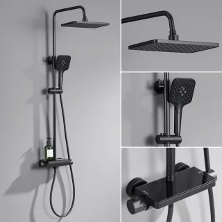 Lonheo Max Regendouche met Thermostaatkraan Zwart